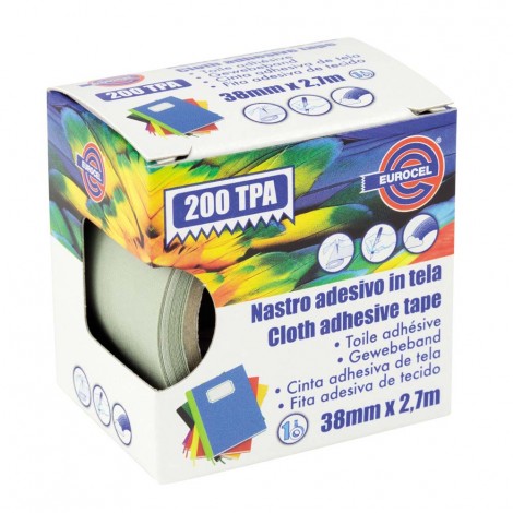 Eurocel 200 TPA – Nastro telato telato, supporto in cotone plastificato, 38mm x 2,7m, colore grigio – 1pz