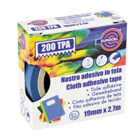 Eurocel 200 TPA – Nastro telato telato, supporto in cotone plastificato, 19mm x 2,7m, colore blu – 1pz