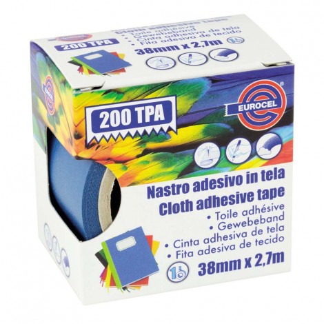 Eurocel 200 TPA – Nastro telato telato, supporto in cotone plastificato, 38mm x 2,7m, colore blu – 1pz
