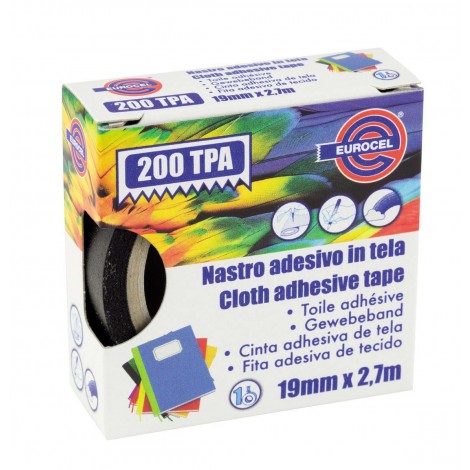 Eurocel 200 TPA – Nastro telato telato, supporto in cotone plastificato, 19mm x 2,7m, colore nero – 1pz