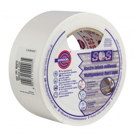 Eurocel 201 TPL – Nastro adesivo telato, supporto in tela politenata, 50mm x 25m, colore bianco – 1pz