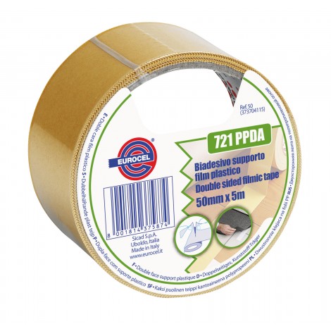 Eurocel 721 PPDA - Nastro biadesivo con supporto in film plastico, conformabile, 50mm x 5m, colore bianco  - 1pz