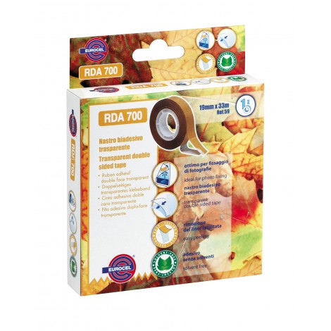 Eurocel 700 RDA - Nastro biadesivo conformabile, 19mm x 33m, colore trasparente  - 1pz