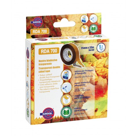 Eurocel 700 RDA – Nastro biadesivo conformabile, 25mm x 33m, colore trasparente – 1pz