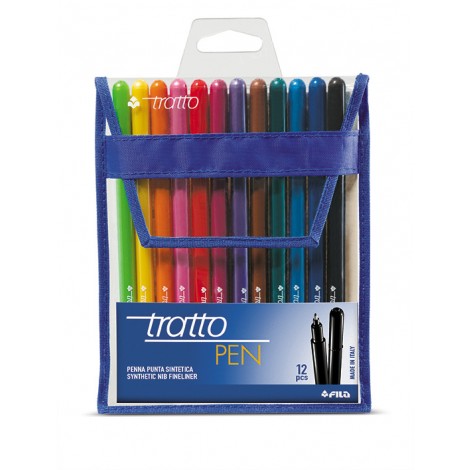 Tratto pen – Busta di penne 12pz con inchiostro a base d`acqua, colori assortiti - 1pz