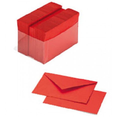 Favini Confezione 100 cartoncini 200gr/m² e buste 90gr/m², formato 4 (7,2x11cm), colore rosso