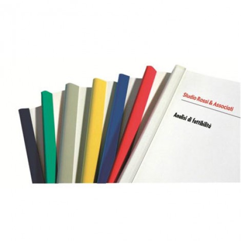 Fellowes Dorsini per rilegatura senza macchine, estremita` arrotondate, formato A4, rilega fino a 25 fogli, dorso 4mm, colore nero - 50pz