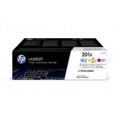 CF253XM toner multipack CMY - Toner ciano, magenta e giallo per HP COLOR LASERJET PRO M 252 (3x2.300pg) 1Conf.