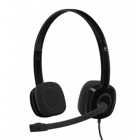 Logitech Cuffia H151 con microfono girevole stereo con controller comandi sul filo, connessione tramite connettore JACK 3,5mm, lunghezza cavo 1,8mt - 1pz