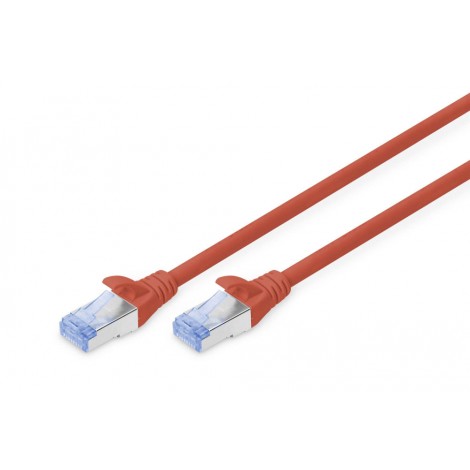 Digitus Cavo di rete ethernet 4x2 AWG 26/7 con 2 connettori schermati RJ45 8 poli, lunghezza 0,5mt colore rosso - 1pz