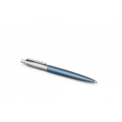 Parker Jotter Waterloo - Penna a sfera con fusto in acciaio blu e dettagli cromati, scatola regalo inclusa, colore blu