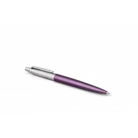 Parker Jotter Victoria - Penna a sfera con fusto in acciaio viola e dettagli cromati, scatola regalo inclusa, colore blu