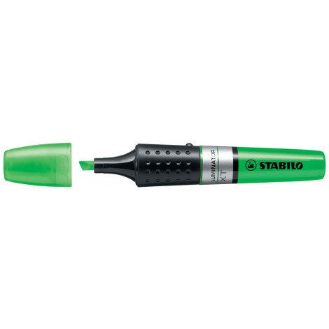 Stabilo Evidenziatore LUMINATOR, punta a scalpello, inchiostro a base d`acqua, serbatoio XXL a vista con indicatore di livello, tratto 2-5mm, colore verde – 71/33