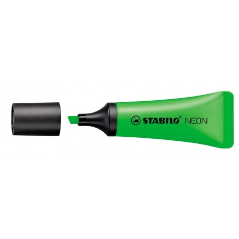 Stabilo Evidenziatore NEON, punta a scalpello, inchiostro a base d`acqua, tratto 2-5mm, colore verde – 72/33
