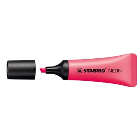 Stabilo Evidenziatore NEON, punta a scalpello, inchiostro a base d`acqua, tratto 2-5mm, colore rosa – 72/56