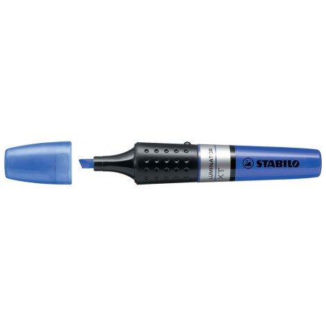Stabilo Evidenziatore LUMINATOR, punta a scalpello, inchiostro a base d`acqua, serbatoio XXL a vista con indicatore di livello, tratto 2-5mm, colore blu reale - 71/41