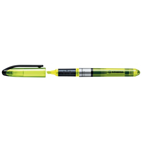 Stabilo Evidenziatore NAVIGATOR, punta a scalpello, inchiostro a base d`acqua, indicatore di livello sul serbatoio, cappuccio con clip, tratto 1-4mm, colore giallo – 545/24