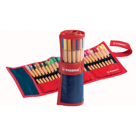 Stabilo Fineliner Point 88 - Pennarello con punta rinforzata in metallo e fusto esagonale, tratto 0,4mm, colori assortiti  - 25pz - 8825-021