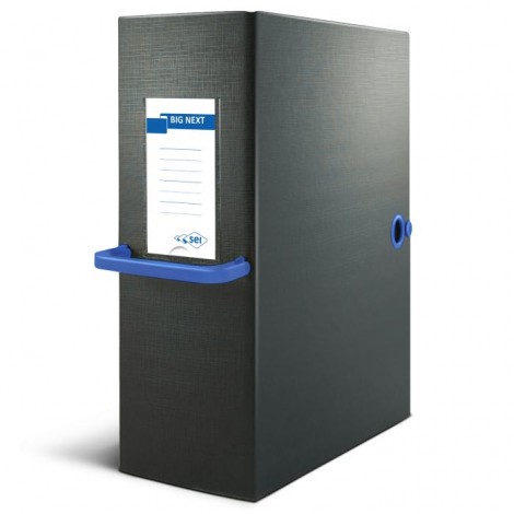 Sei Big next - Scatola archivio con maniglia e chiusura a bottoni, 25x35cm, dorso 12cm, colore blu  - 1pz