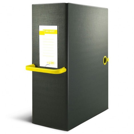 Sei Big next – Scatola archivio con maniglia e chiusura a bottoni, 25x35cm, dorso 12cm, colore giallo – 1pz