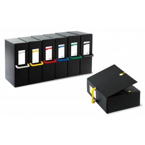Sei Big next – Scatola archivio con maniglia e chiusura a bottoni, 25x35cm, dorso 16cm, colore giallo  – 1pz