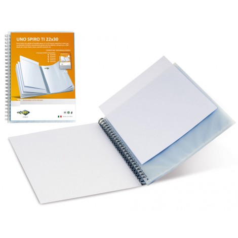 Sei Portalistini personalizzabile Uno Spiro Ti in PPL con 20 buste, formato utile 22x30cm, finitura a buccia d`arancia, colore trasparente - 1pz - 55802007
