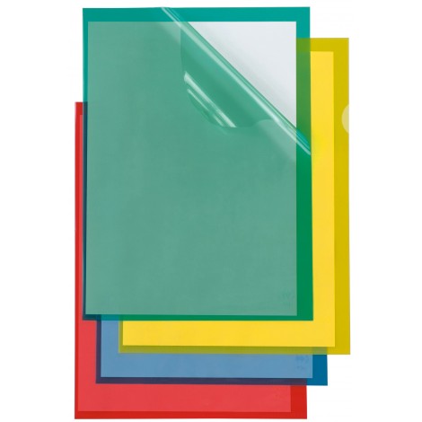 Sei Cartelline a L Poli 150 Color A4 - 21x29,7cm in PP, finitura liscia con lunetta laterale per facilitare l`inserimento o l`estrazione, colore blu  - 25pz