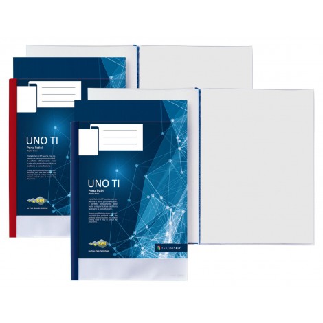 Sei Portalistini personalizzabile Uno TI  in PPL con 12 buste, formato utile 25x35cm, finitura a buccia d`arancia, colore blu - 1pz