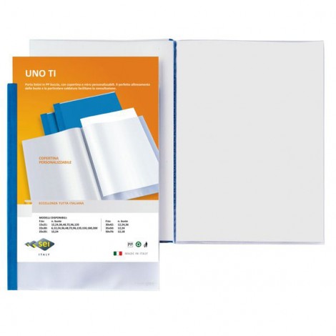 Sei Portalistini personalizzabile Uno TI in PPL con 24 buste, formato utile 30x42cm, finitura a buccia d`arancia, colore blu - 1pz