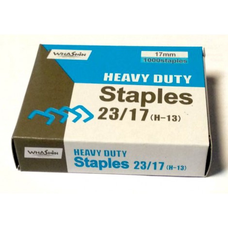Siam 23/17 - Punti per cucitrici - Scatola 1000 punti in filo metallico, lunghezza gamba 17mm per cucire fino a 150 fogli - Prezzo singolo, ord. minimo 10pz