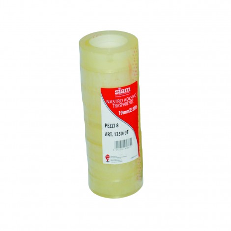 Siam Nastro adesivo con supporto in polipropilene BOPP, 19mm x 33m, colore trasparente - Prezzo singolo, ord. minimo 8pz - 1350/9T