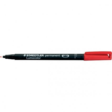 Staedtler Lumocolor 318-2 - Marcatore permanente con inchiostro a base d`alcool, punta sintetica, tratto 0,6mm, colore rosso - Prezzo singolo, ord. minimo 10pz - 318-2