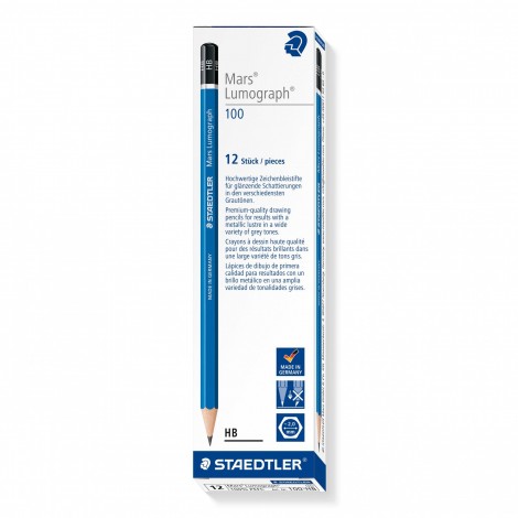 Staedtler Mars Lumograph – Matita in grafite con fusto esagonale, incredibilmente resistente alla rottura, gradazione HB – Prezzo singolo, ord. minimo 12pz – 100-HB