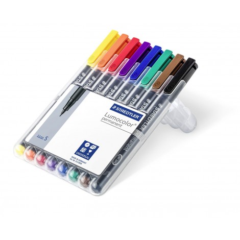 Staedtler Lumocolor 313-WP8 - Marcatore permanente con inchiostro a base d`alcool, punta sintetica, tratto 0,8mm, colori assortiti  - 8pz - 313 WP8