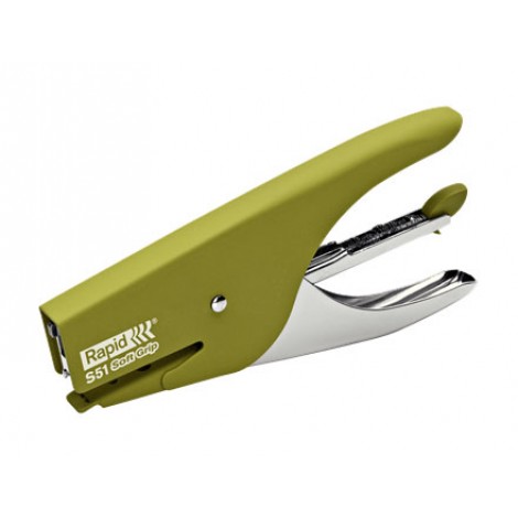 Rapid Soft Grip S51 - Cucitrice a pinza in metallo rivestita in gomma, punto chiuso, caricamento posteriore, profondita` di cucitura 42mm, utilizza punti 21/4 - 1pz - 10538740