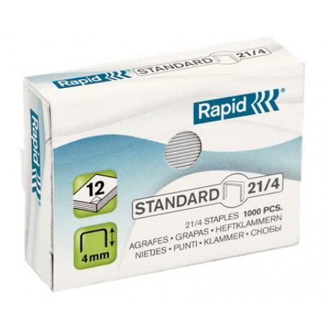 Rapid 21/4 Standard - Punti per cucitrici - Scatola 1000 punti in filo metallico morbido, lunghezza gamba 4mm per cucire fino a 15 fogli - Prezzo singolo, ord. minimo 10pz - 24867600