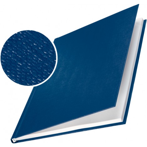 Leitz ImpressBind - Copertina per rilegatura rigida in cartone con finitura in lino, formato A4, capacita` 71-105 fogli, dorso 10,5mm, colore blu - 73920035