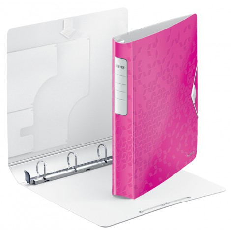 Leitz Raccoglitori Active Wow 29,7x32cm d. 5,2cm fucsia a 4 anelli tondi da 30mm, chusura con elastico - 1pz - 42400123
