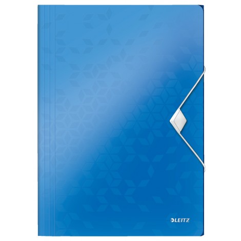 Leitz Wow - Cartellina in PPL a 3 lembi con elastico, formato 23x32cm, dorso 8mm, colore blu metallizzato  - 1pz - 45990136