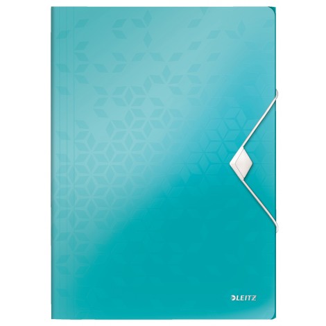 Leitz Wow – Cartellina in PPL a 3 lembi con elastico, formato 23x32cm, dorso 8mm, colore acqua marina – 1pz – 45990151