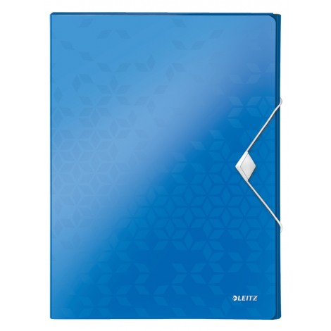 Leitz Wow – Cartellina in PPL a 3 lembi con elastico, formato 25x33cm, dorso 3cm, colore blu – 1pz - 46290136