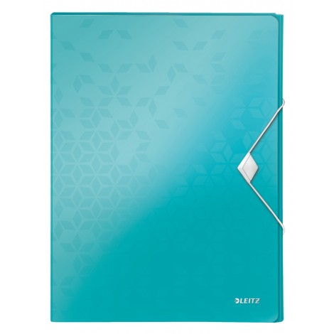 Leitz Wow – Cartellina in PPL a 3 lembi con elastico, formato 25x33cm, dorso 3cm, colore acqua – 1pz – 46290151