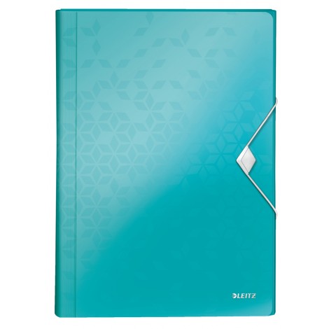 Leitz WOW - Cartella a soffietto, 6 scomparti, chiusura con elastico, 25,4x38cm, colore acqua  - 1pz - 45890151