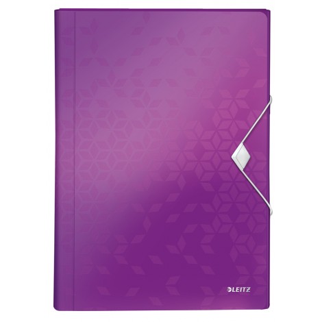 Leitz WOW – Cartella a soffietto, 6 scomparti, chiusura con elastico, 25,4x38cm, colore viola – 1pz - 45890162