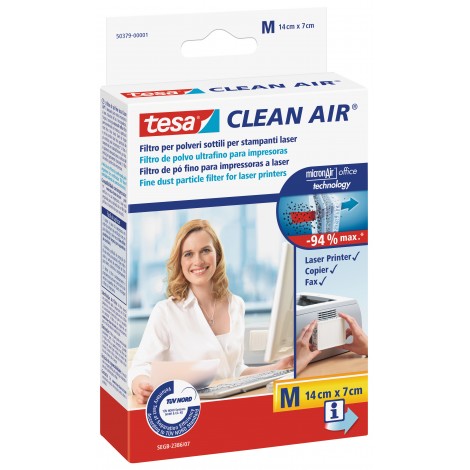 Tesa Filtro CLEAN AIR per l`assorbimento delle polveri sottili emesse da stampanti, multifunzioni, fax, copiatori, taglia M, 14x7cm - 50379-00000-02