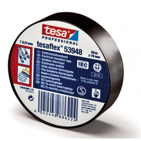 Tesa Nastro adesivo isolante professionale. Conforme alla norma IEC 454-3-1, 15mm x 10m, colore nero - Prezzo singolo, ord. minimo 10pz - 53988-00000-01