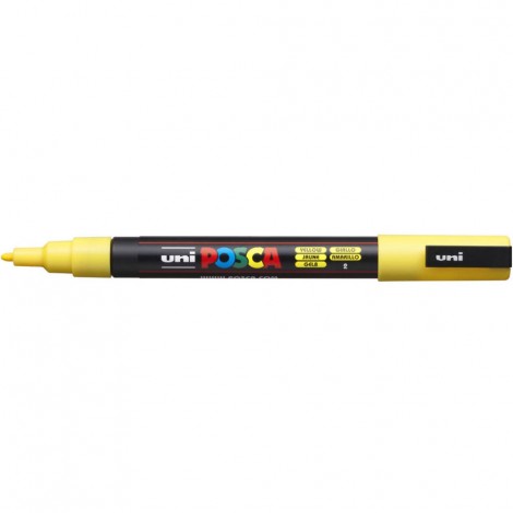 Uni Posca PC3M – Marcatore permanente a tempera con inchiostro pigmentato a base d`acqua, punta 1,3mm, colore giallo – 1pz – M PC3M G