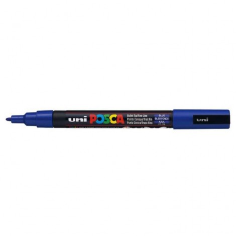 Uni Posca PC3M – Marcatore permanente a tempera con inchiostro pigmentato a base d`acqua, punta 1,3mm, colore blu – 1pz – M PC3M B