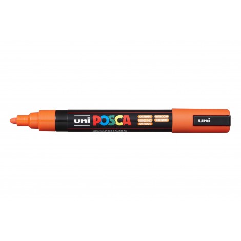 Uni Posca PC5M – Marcatore permanente a tempera con inchiostro pigmentato a base d`acqua, punta 2,5mm, colore arancione – 1pz – M PC5M AC