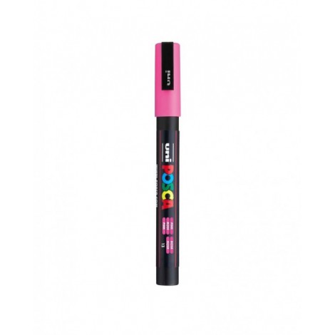 Uni Posca PC3M – Marcatore permanente a tempera con inchiostro pigmentato a base d`acqua, punta 1,3mm, colore rosa – 1pz – M PC3M RAC